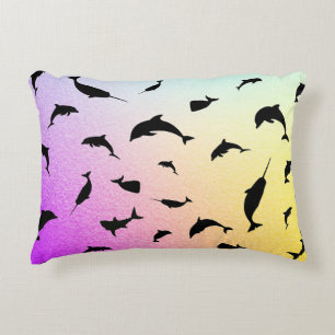 Schaduwvis haai walvis gradiënt kleurrijk sterrens accent kussen