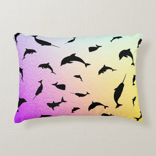 Schaduwvis haai walvis gradiënt kleurrijk sterrens accent kussen (Voorkant)