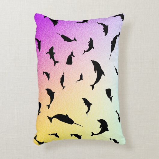 Schaduwvis haai walvis gradiënt kleurrijk sterrens accent kussen (Voorkant(Verticaal))