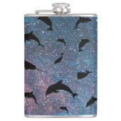 Schaduwvis haai walvis gradiënt kleurrijk sterrens heupfles (Voorkant)