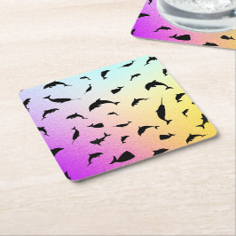 Schaduwvis haai walvis gradiënt kleurrijk sterrens kartonnen onderzetters