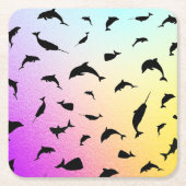 Schaduwvis haai walvis gradiënt kleurrijk sterrens kartonnen onderzetters (Voorkant)