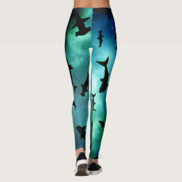 Schaduwvis haai walvis gradiënt kleurrijk sterrens leggings