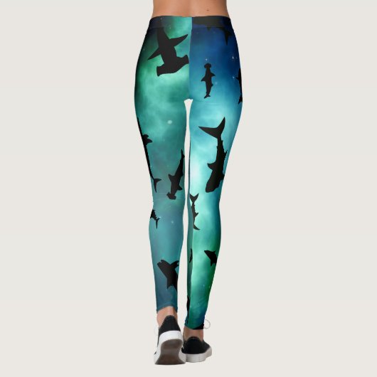 Schaduwvis haai walvis gradiënt kleurrijk sterrens leggings (Achterkant)