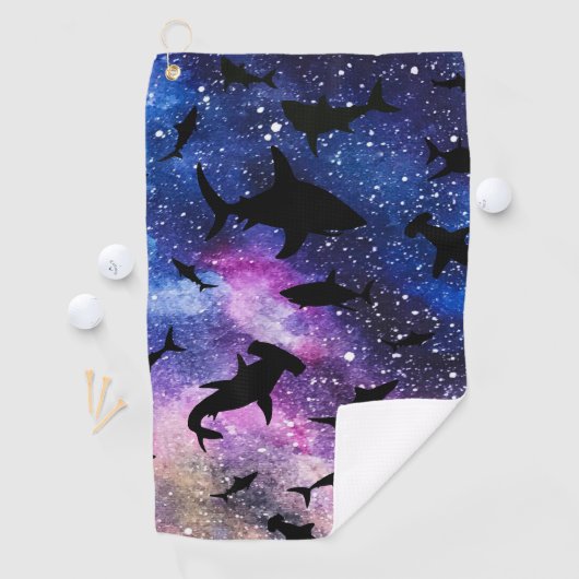 Schaduwvis haai walvis op gradiënt melkwegstelsel  golfhanddoek (Insitu)