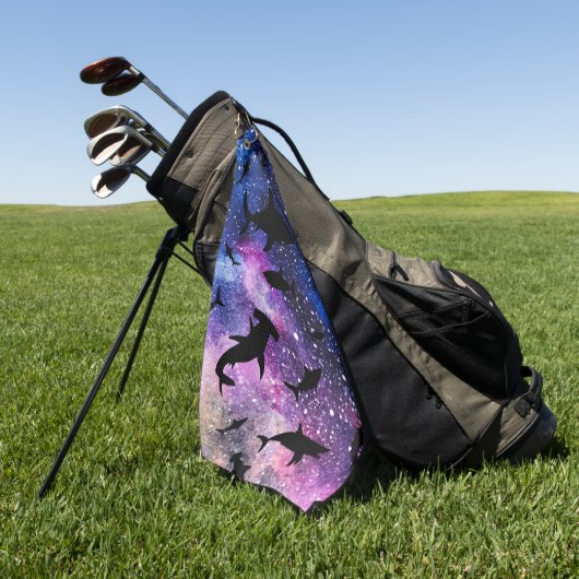 Schaduwvis haai walvis op gradiënt melkwegstelsel  golfhanddoek (Groen)