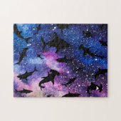 Schaduwvis haai walvis op gradiënt melkwegstelsel legpuzzel (Horizontaal)