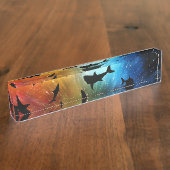 Schaduwvis haai walvis op gradiënt melkwegstelsel  naambordje (Zijkant)