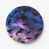 Schaduwvis haai walvis op gradiënt melkwegstelsel  papieren bordje (Voorkant)