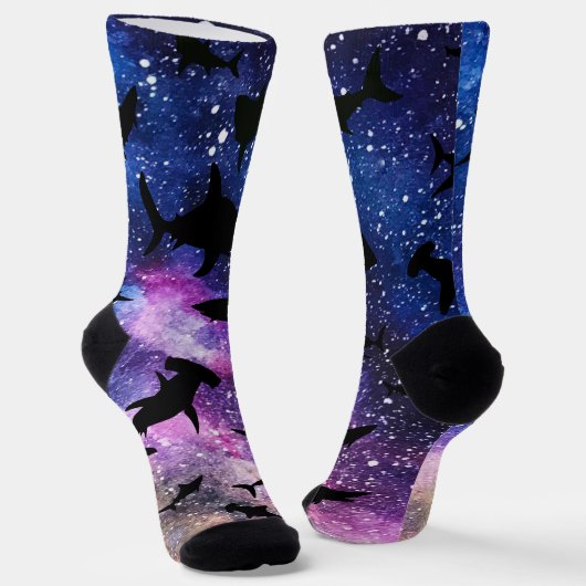 Schaduwvis haai walvis op gradiënt melkwegstelsel  sokken (Gebogen)