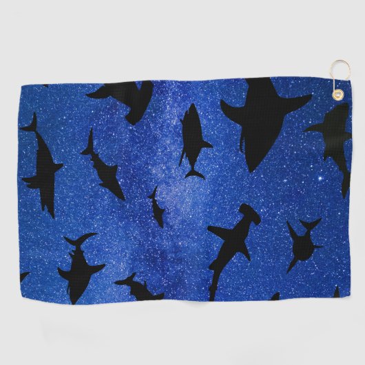 Schaduwvis haai walvis op gradiënt Ocean galaxy Golfhanddoek (Horizontaal)