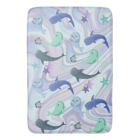 Schaduwvis zeehond walvis op gradiënt melkweg badmat (Voorkant Verticaal)