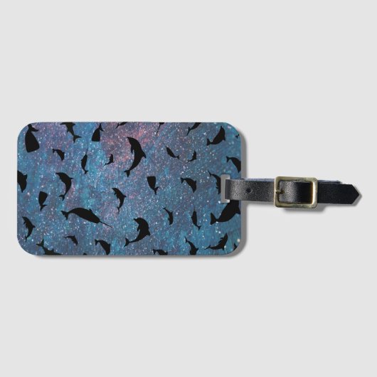 schaduwvishaai op gradiëntmelkweg bagagelabel (Voorkant (horizontaal))