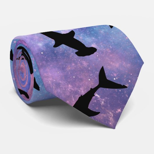 schaduwvishaai op gradiëntmelkweg stropdas (Opgerold)