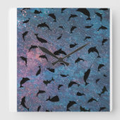 schaduwvishaai op gradiëntmelkweg vierkante klok (Voorkant)