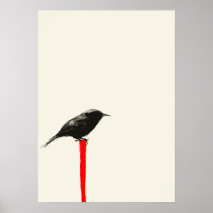 Schaduwvogel op een Rode Paal Poster