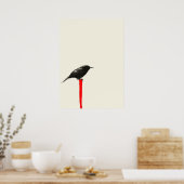 Schaduwvogel op een Rode Paal Poster (Keuken)