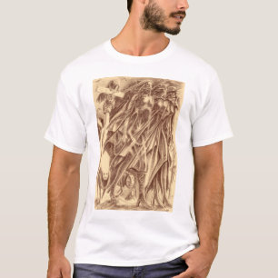 Schaduwvrouwen potlood kunst t-shirt