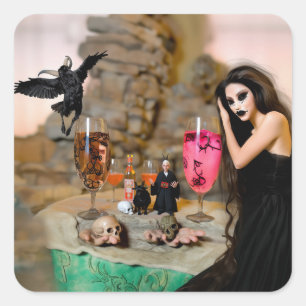 Schaduwwerk Occult Dark Witchy Recovery AI Art Vierkante Sticker