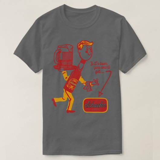 Schaefer Beer Man Retro Defunct Breweriana T-shirt (Design voorkant)