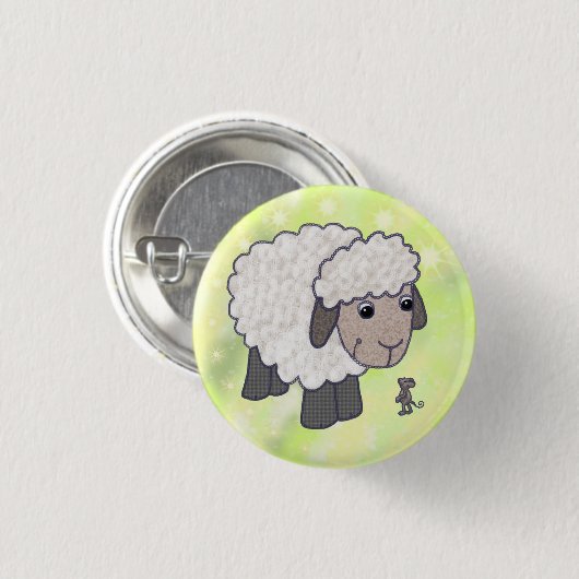 Schaf mit Maus Ronde Button 3,2 Cm (Voorkant /achterkant)