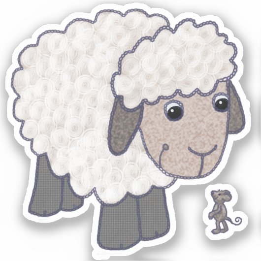 Schaf mit Maus Sticker (Voorkant)