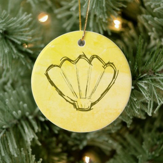 Schafel verkopen op oud papier keramisch ornament (Boom)