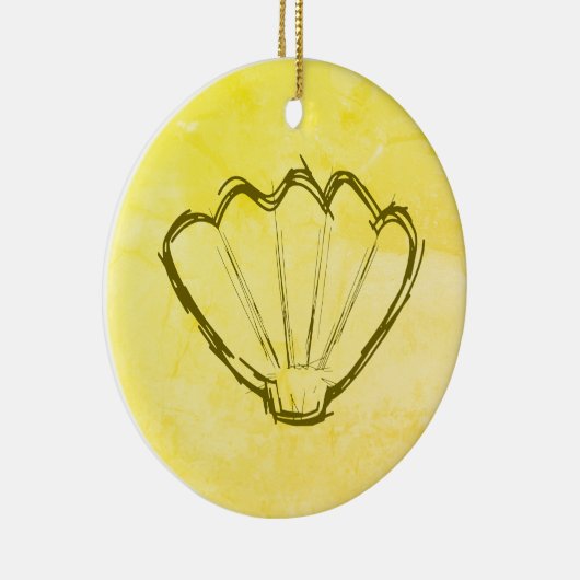 Schafel verkopen op oud papier keramisch ornament (Rechts)