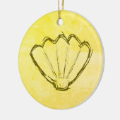 Schafel verkopen op oud papier keramisch ornament (Links)