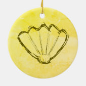 Schafel verkopen op oud papier keramisch ornament (Achterkant)