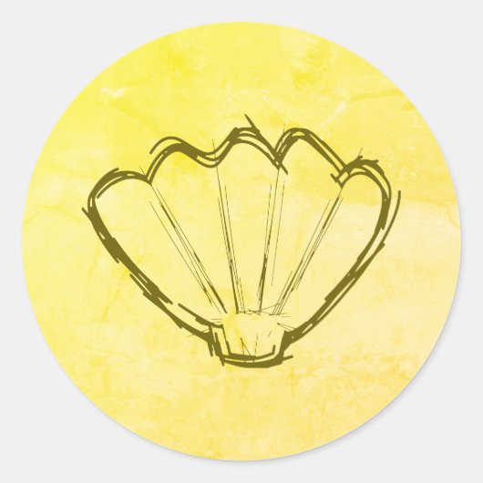 Schafel verkopen op oud papier ronde sticker (Voorkant)