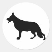 Schäferhund-hond zwart ronde sticker (Voorkant)
