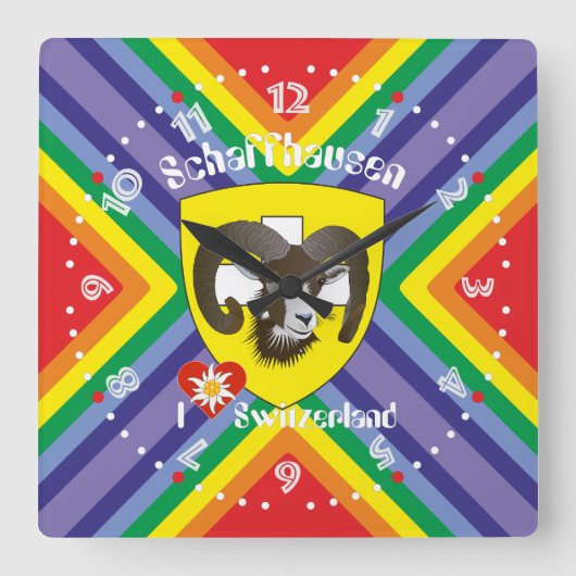 Schaffhausen - Schweiz - Suisse - Svizzera Uhr Vierkante Klok (Voorkant)
