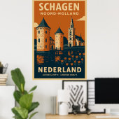 Schagen, Noord Holland - Nederland Travel Poster (Thuiskantoor)
