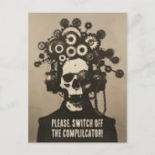 Schakel de complicator Steampunk Overthinking uit Briefkaart (Voorkant)