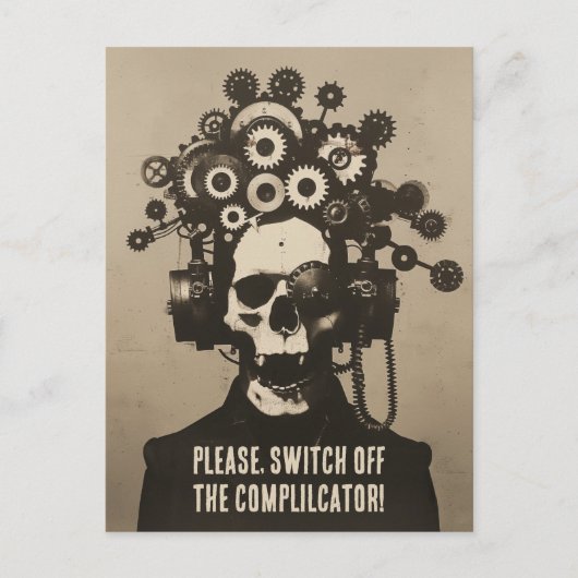Schakel de complicator Steampunk Overthinking uit Briefkaart (Voorkant)