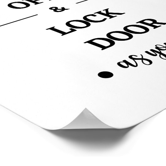 Schakel de lampjes uit en sluit de deur poster (Hoek)