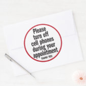 Schakel de mobiele telefoons uit tijdens de afspra ronde sticker (Envelop)