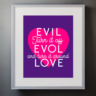 Schakel het kwaad uit om liefde wit roze hart te k poster