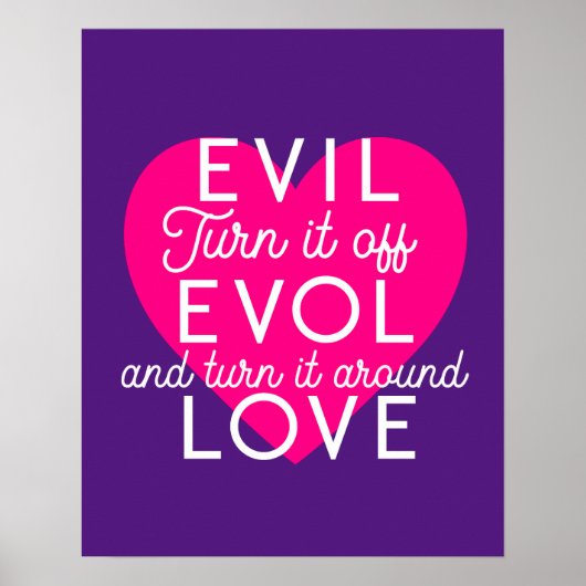 Schakel het kwaad uit om liefde wit roze hart te k poster (Voorkant)