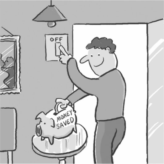 Schakel licht uit om energie te besparen sticker (Voorkant)