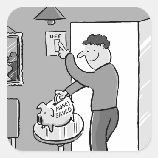 Schakel licht uit om energie te besparen vierkante sticker (Voorkant)