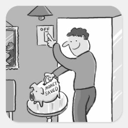 Schakel licht uit om energie te besparen vierkante sticker