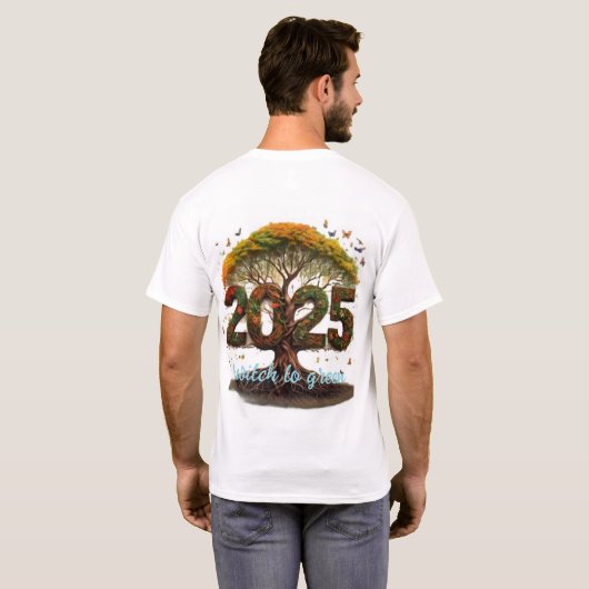 Schakel over naar een groen T-shirt. T-shirt (Achterkant volledig)