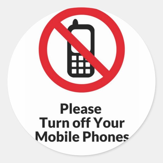 Schakel uw mobiele telefoon shirt uit ronde sticker (Voorkant)