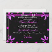 SCHAKELAAR 13 BIRTHDAY PARTIJINVITATIE - FUCHSIA P KAART (Achterkant)