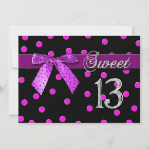SCHAKELAAR 13 BIRTHDAY PARTIJINVITATIE - FUCHSIA P KAART