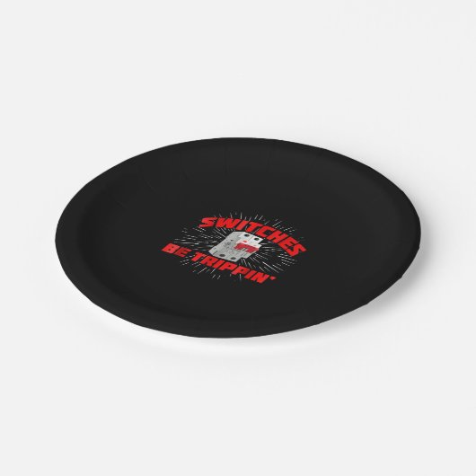 Schakelaars zijn driepuntsbruin Elektrische Gift Papieren Bordje (Gekanteld)