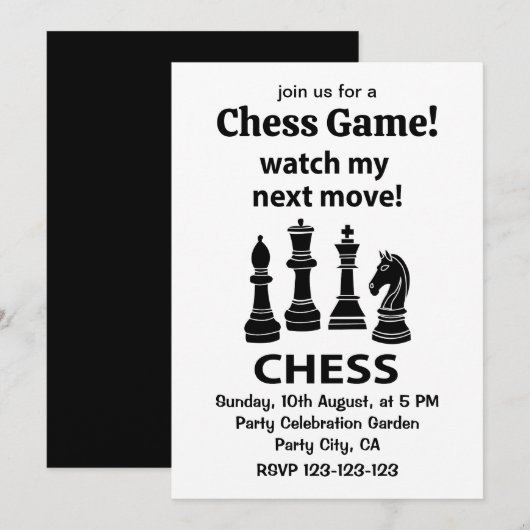 Schaken Bekijk mijn volgende zet Schaken Kaart (Voorkant / Achterkant)