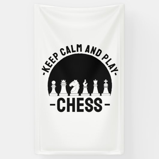 Schaken - Blijf Kalm En Schaken Spandoek (Verticaal)